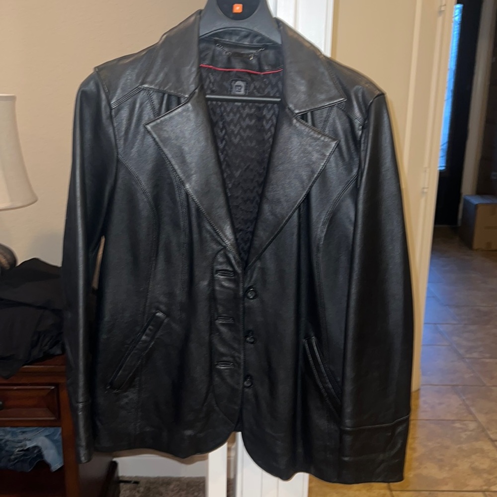 Black leather coat
